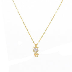 Gold platted cat necklace with zircon