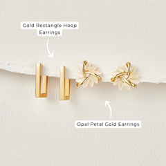 Gold Rectangle Hoop Earrings
