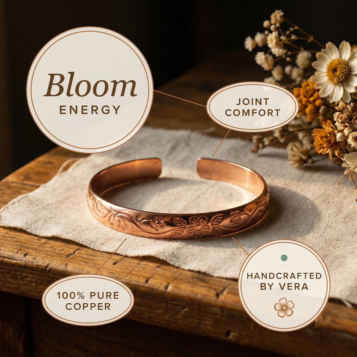Bloom Rise Copper Bracelet