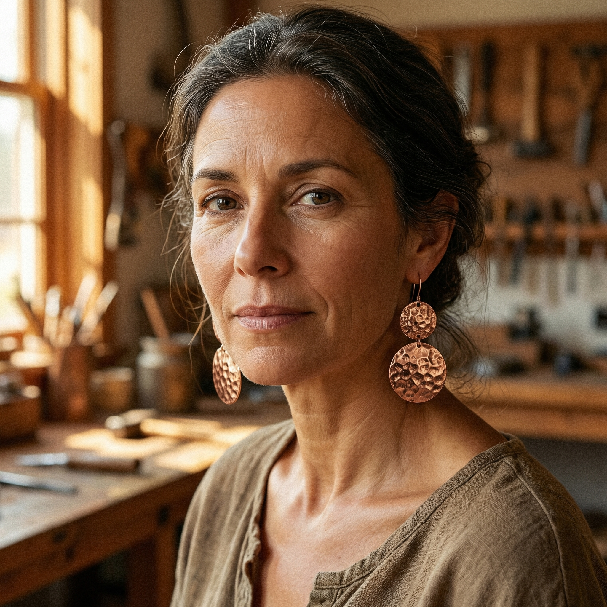 Solstice Swing Copper Earrings