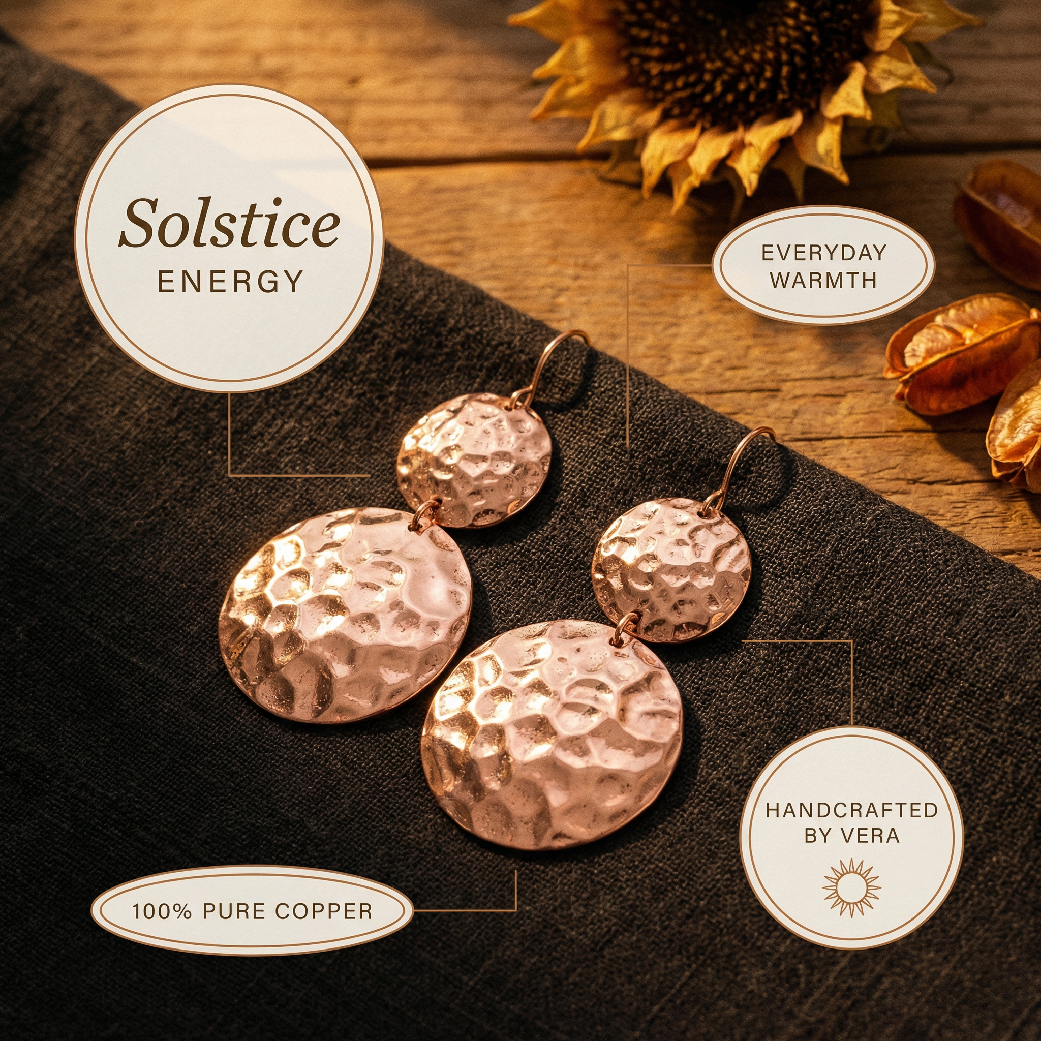 Solstice Swing Copper Earrings