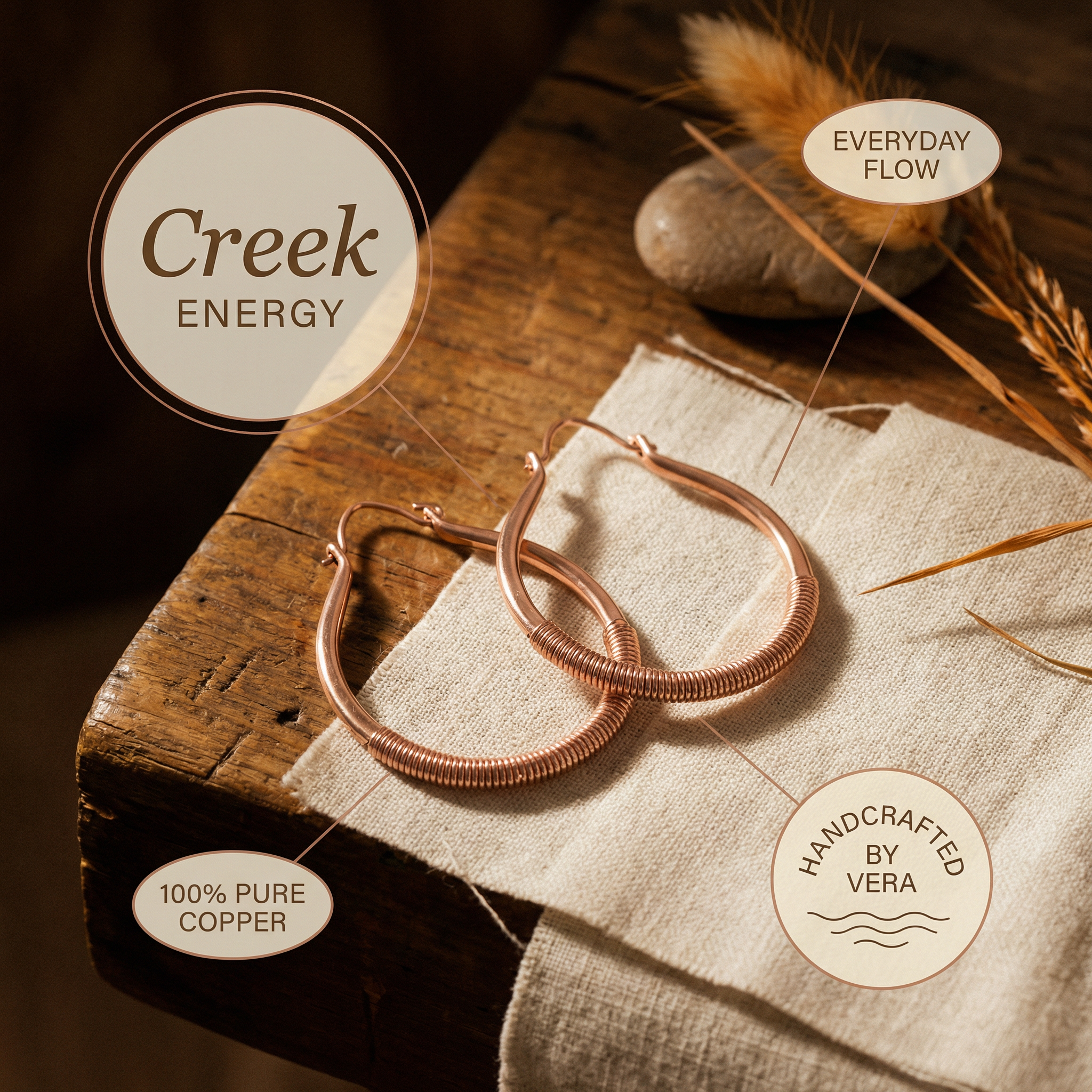 Creek Flow Copper Earrings