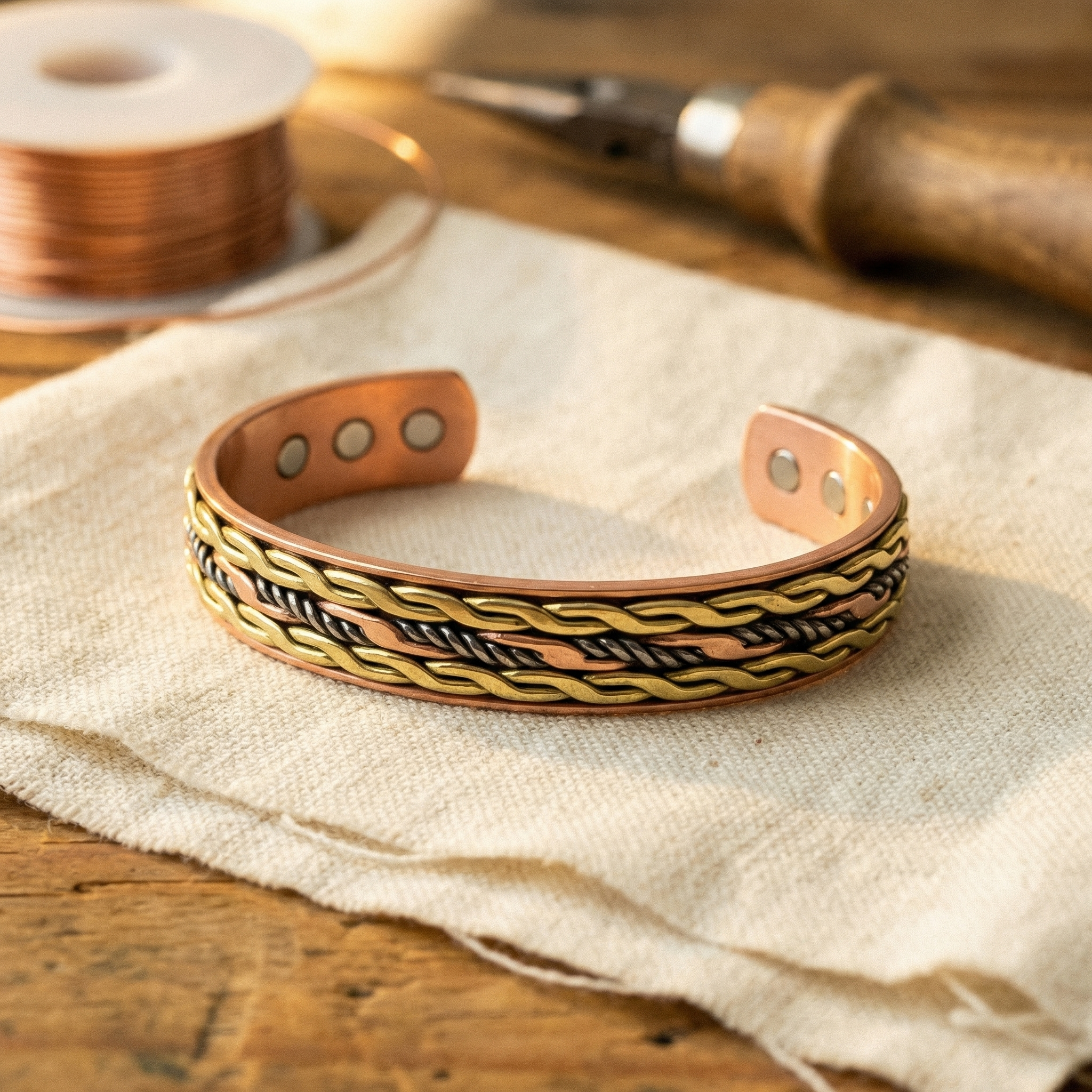Weave Pattern Copper Bracelet