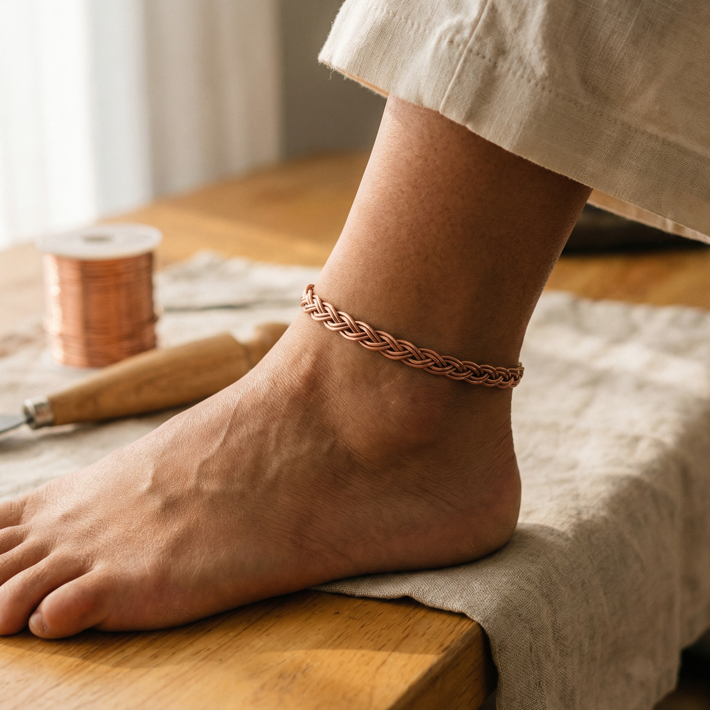 Reed Flow Copper Anklet