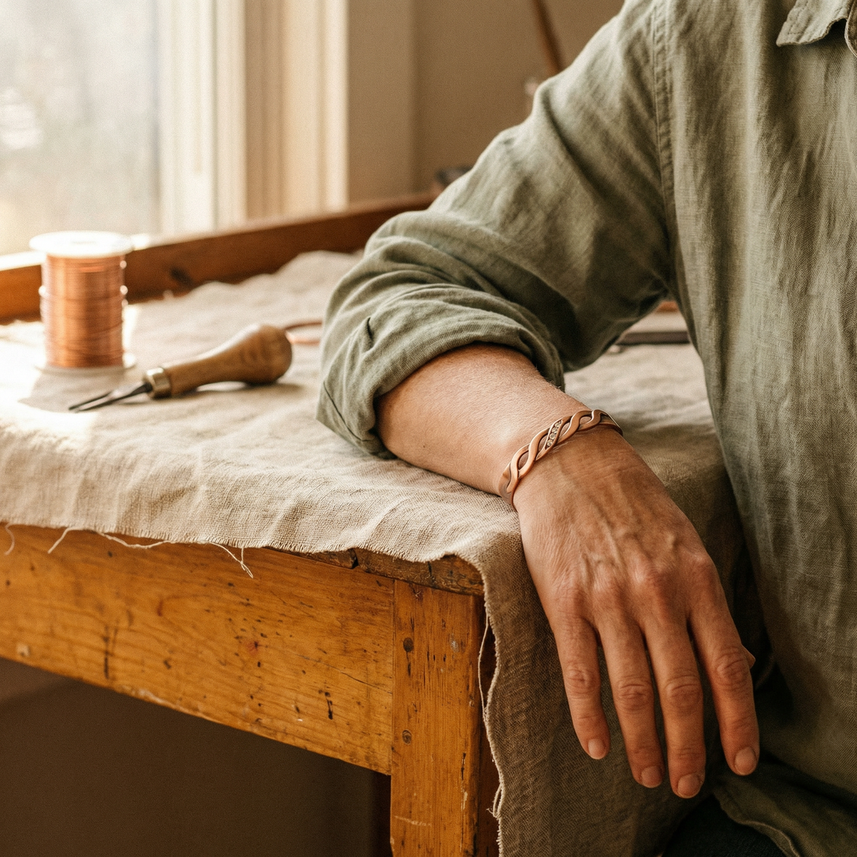 Seam Line Copper Bracelet
