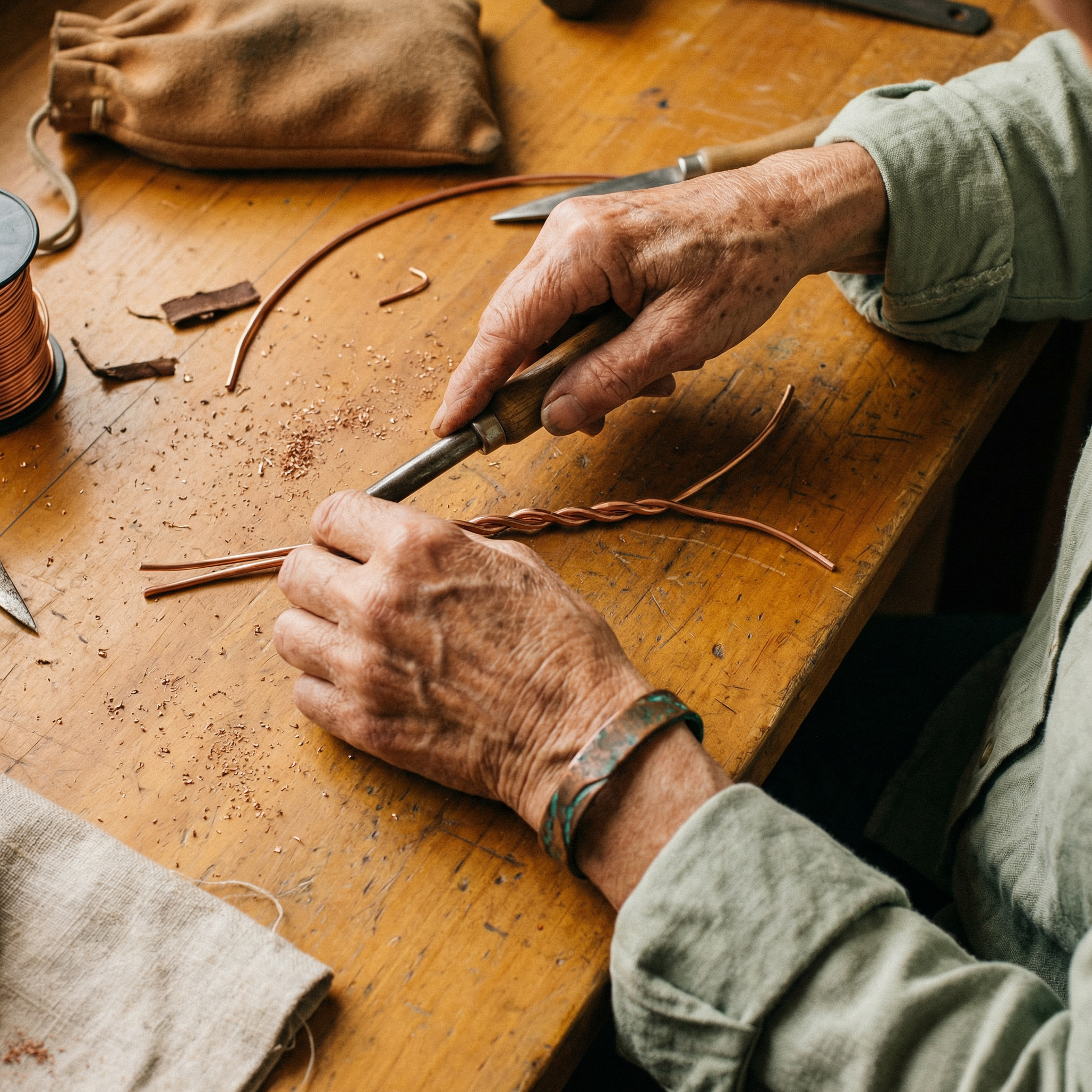 Seam Line Copper Bracelet