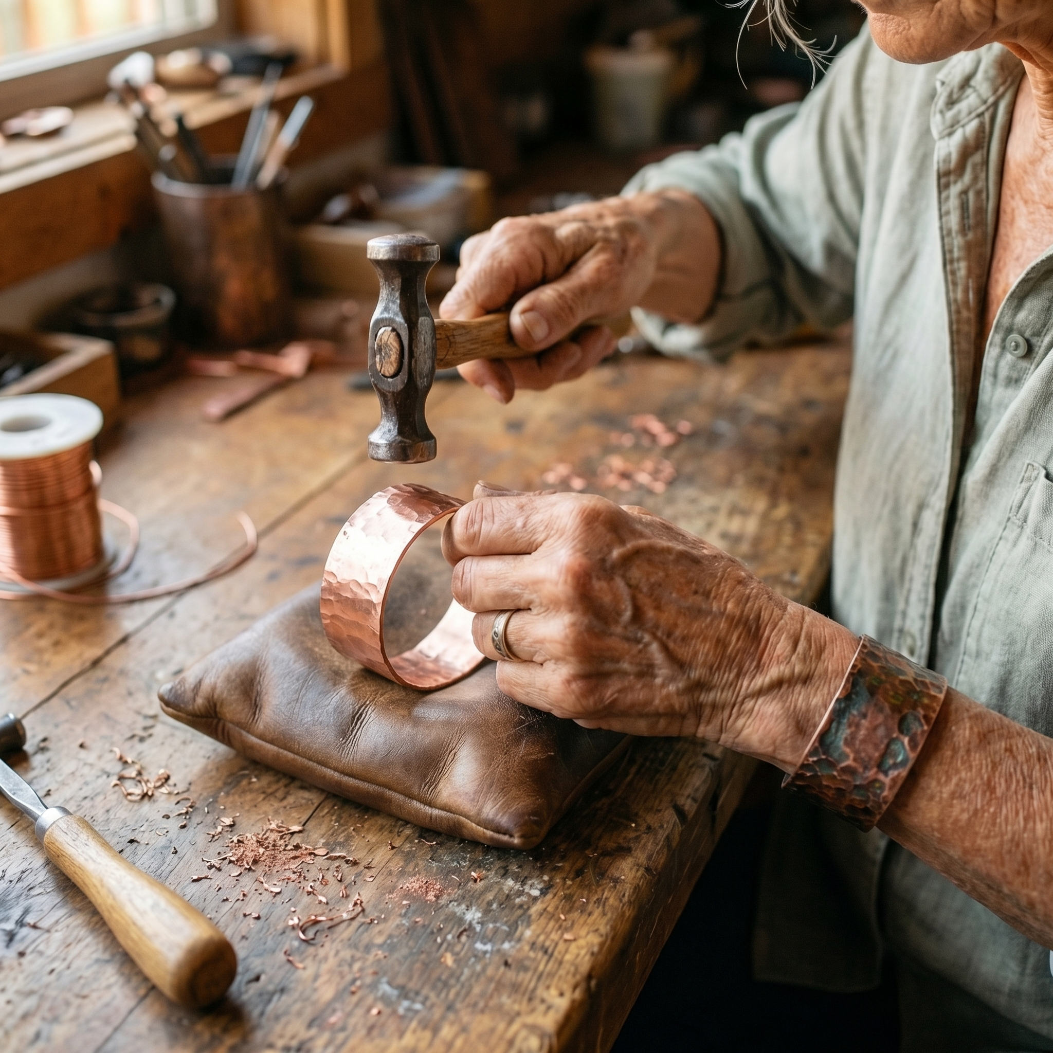 Anvil Form Copper Bracelet
