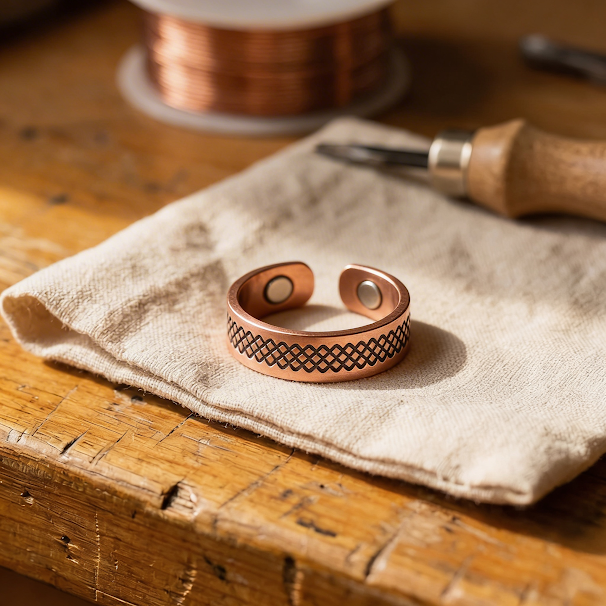 Grid Mark Copper Ring