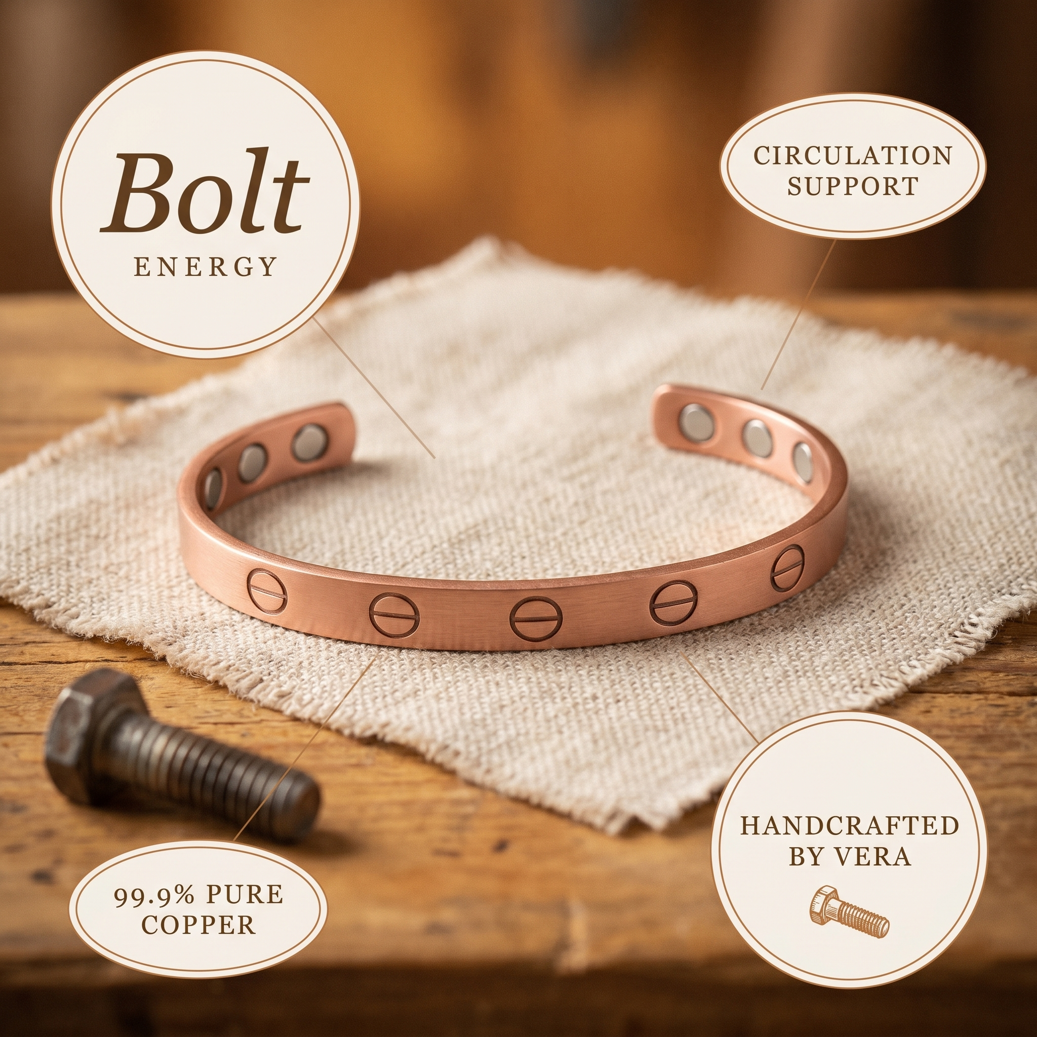 Bolt Strike Copper Bracelet