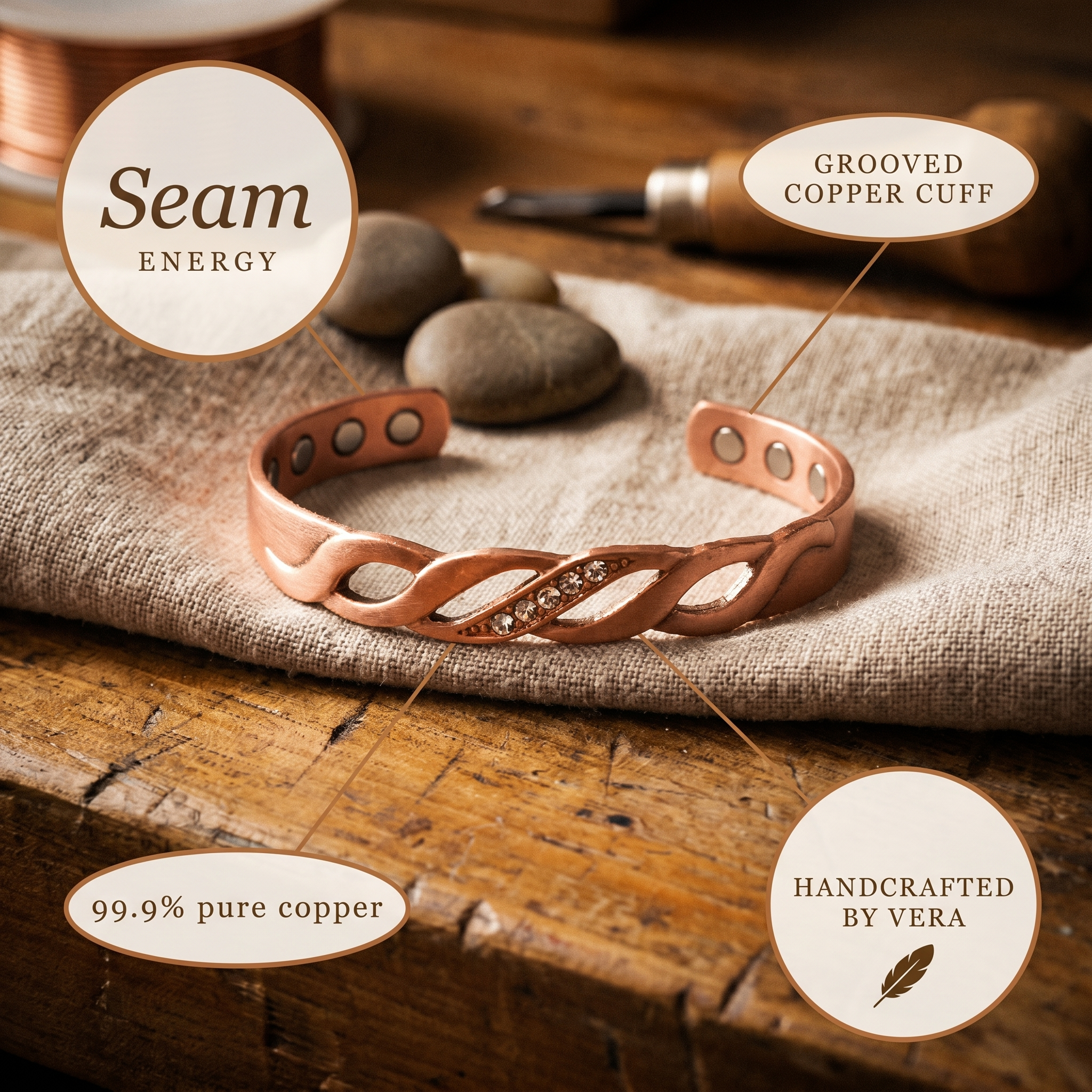 Seam Line Copper Bracelet