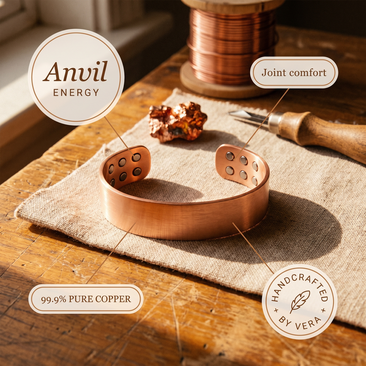 Anvil Form Copper Bracelet