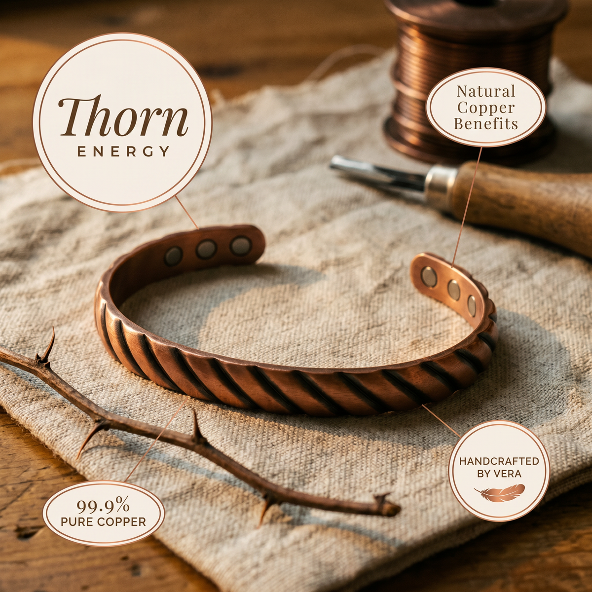 Thorn Edge Copper Bracelet