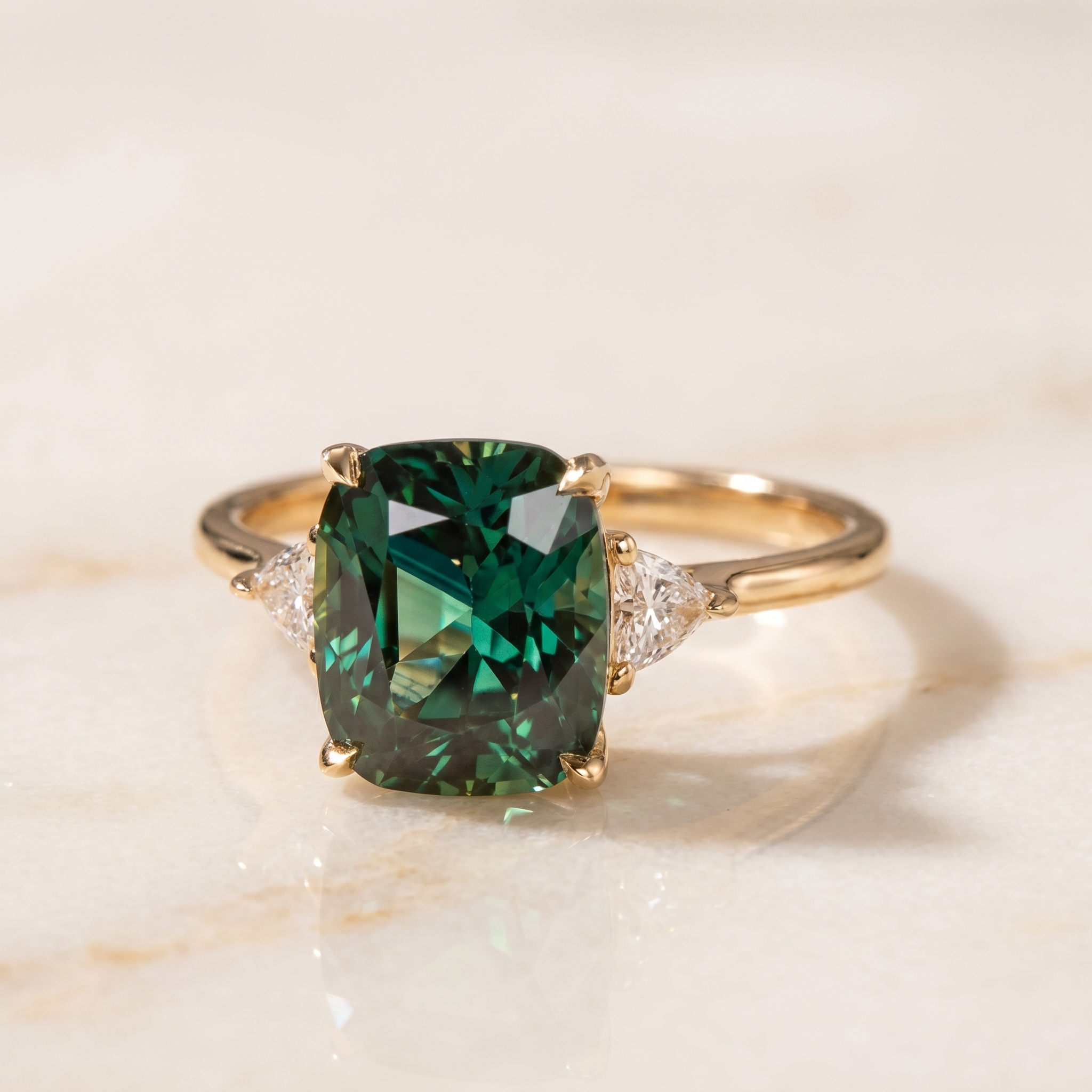 Vintage-Inspired Green Gemstone Gold Ring