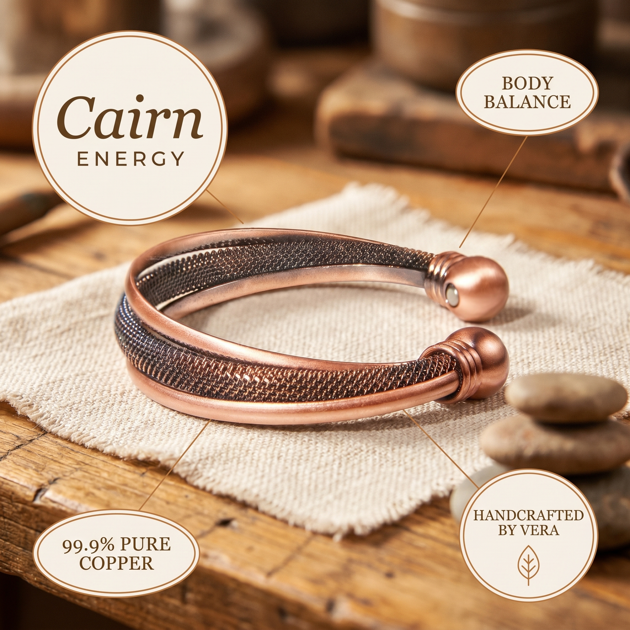 Cairn Stack Copper Bracelet