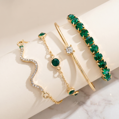 Green Gemstone Bracelet Set
