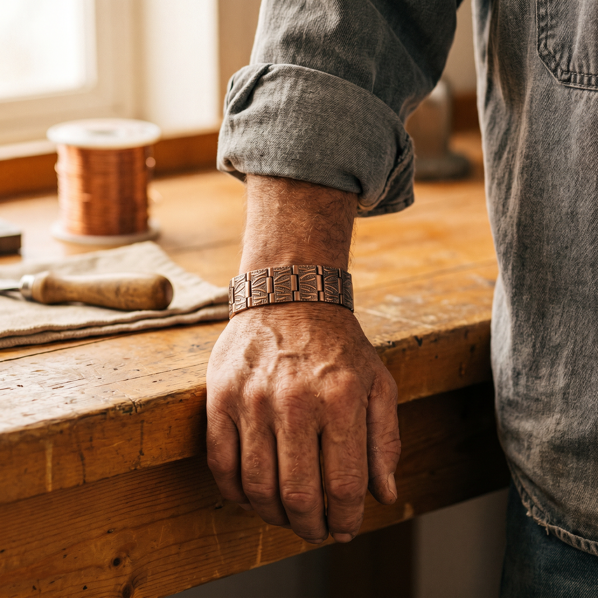 Grit Ground Men's Copper Bracelet