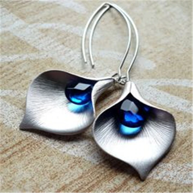 Blue Stone Silver Drop Earrings
