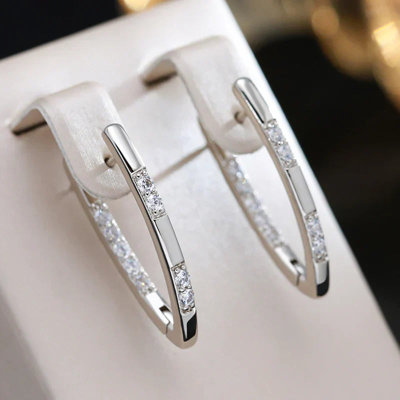 Zirconia Gold Hoop Earrings