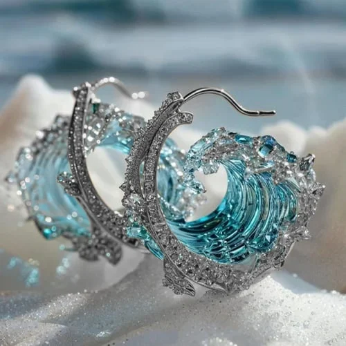 Blue Teardrop Crystal Earrings