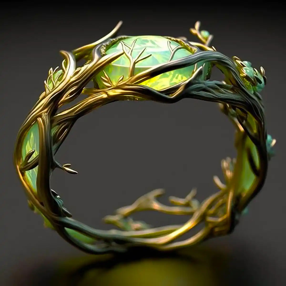Green Opal Natural Ring