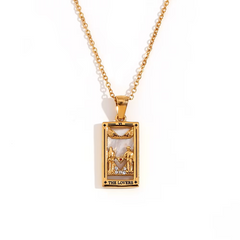 The Lovers - Gold Tarot card Dainty Necklace