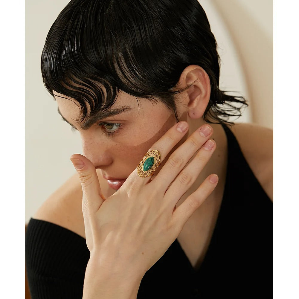Bringer of Calm - Adjustable Ring with Natural Jasper