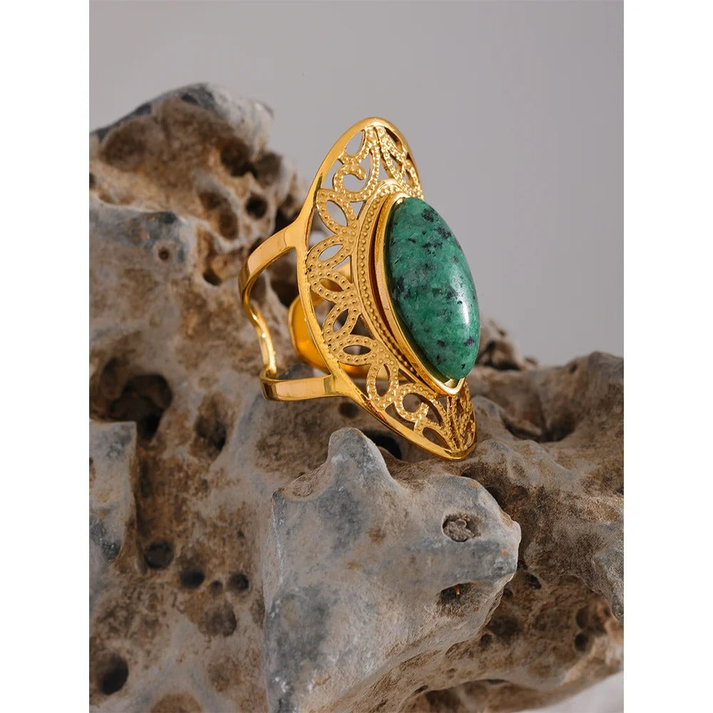 Bringer of Calm - Adjustable Ring with Natural Jasper