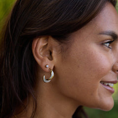 Mother of Pearl Twist Hoop Earrings