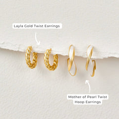 Mother of Pearl Twist Hoop Earrings