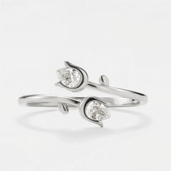 Mother & Daughter Double Birthstone Tulip Ring