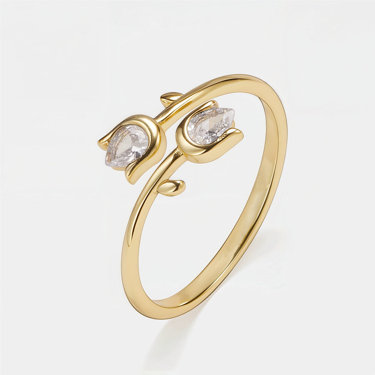 Mother & Daughter Double Birthstone Tulip Ring