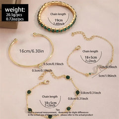 Green Gemstone Bracelet Set