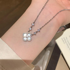 Dainty Pink Clover Bracelet Set