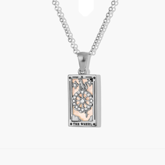 The Wheel - Tarot card Dainty 18k | Silver Necklace with Mother of Pearl