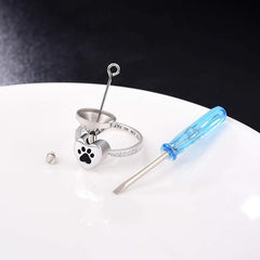 Love Heart Paw Print Urn Ring – Pet Memorial Cremation Jewelry