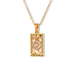 The Wheel - Tarot card Dainty 18k | Silver Necklace with Mother of Pearl